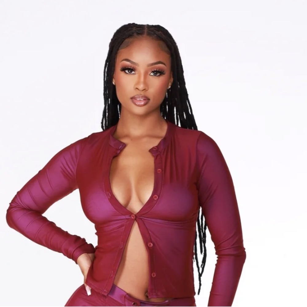 Stylish Burgundy Two-Piece Set
